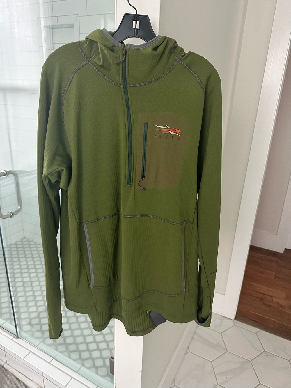 Men's Olive Green Hooded Field Pullover Jacket
